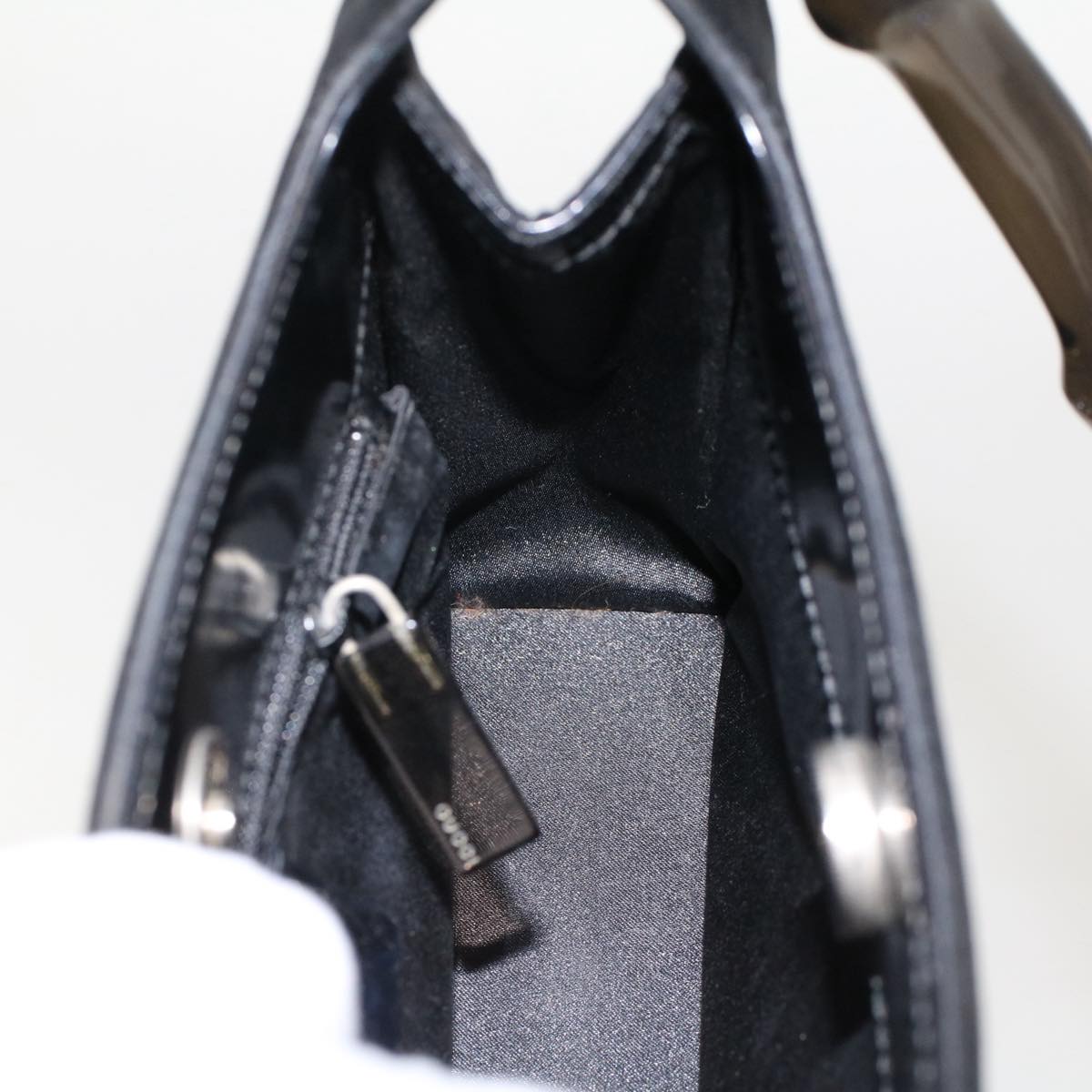 GUCCI Bamboo Hand Bag Nylon Black 49945
