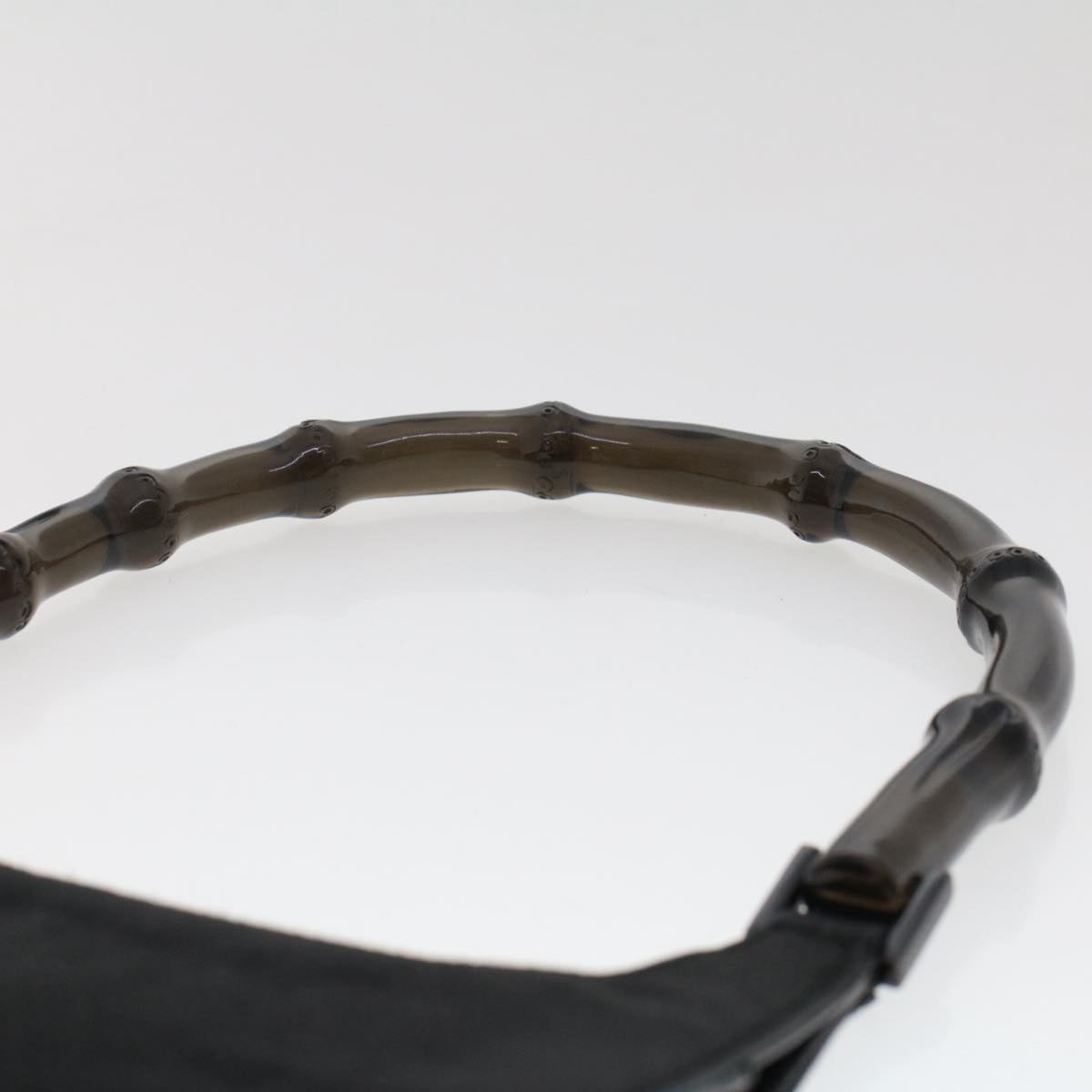 GUCCI Bamboo Hand Bag Nylon Black 49945