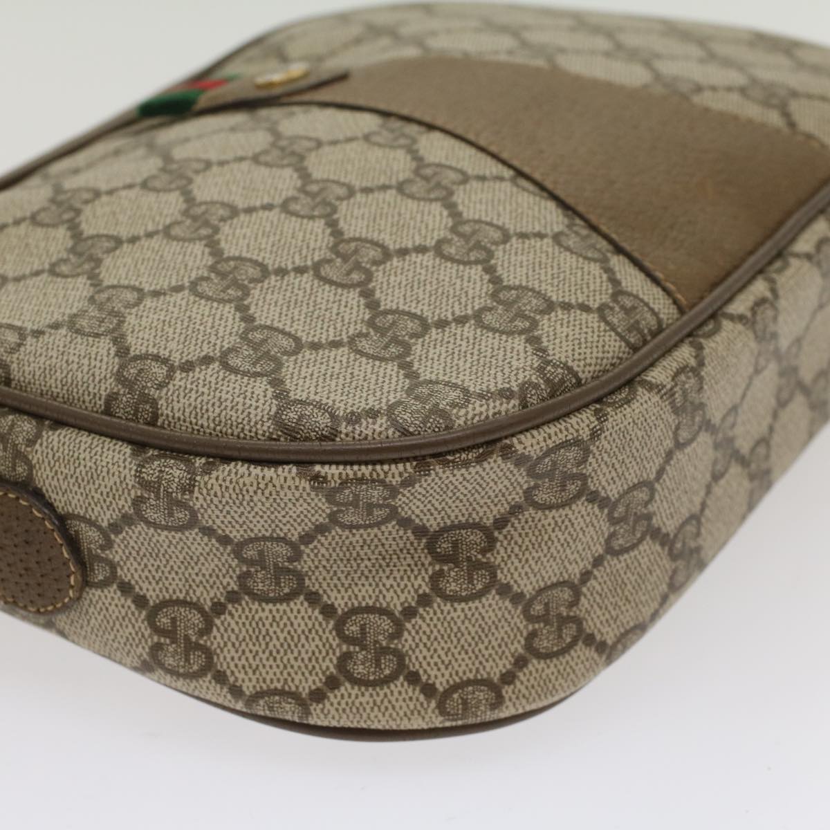 GUCCI GG Canvas Web Sherry Line Clutch Bag Beige Red 89•01•034 49988