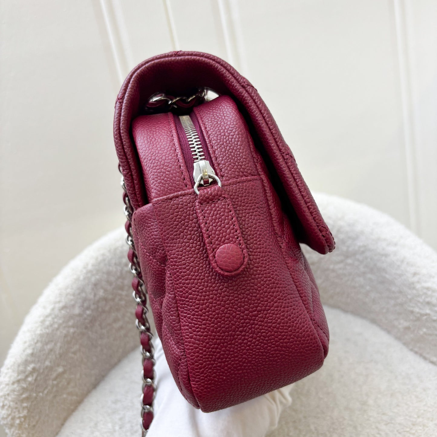 GLM-Easy Caviar Jumbo Flap Bag in Dark Red Caviar and SHW (Model: A67742)