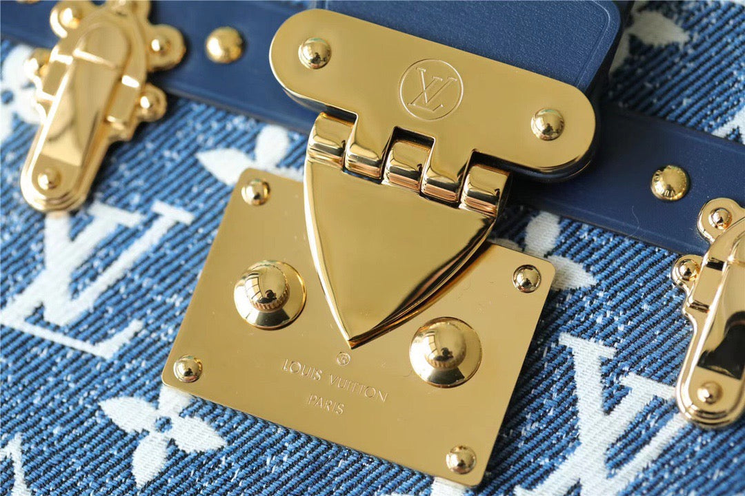 LV Petite Malle Jacquard SinGLAMI 1854 Blue For Women, WomenÃ¢â‚¬â„¢s Handbags, Shoulder Bags And Crossbody Bags 7.5in/19cm LVÃ‚Â 