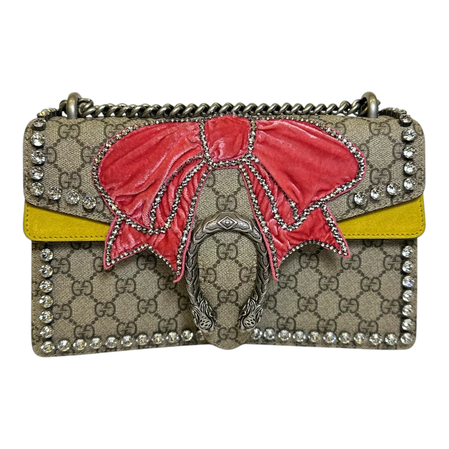 GLM-- GG Supreme Crystal Bow Embroidered Dionysus Shoulder Bag