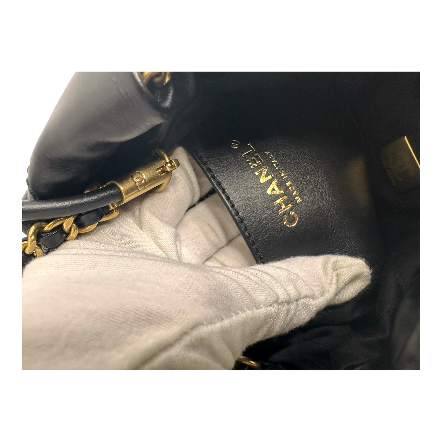 Chanel Shiny Calfskin Quilted Mini Chanel 22 Black