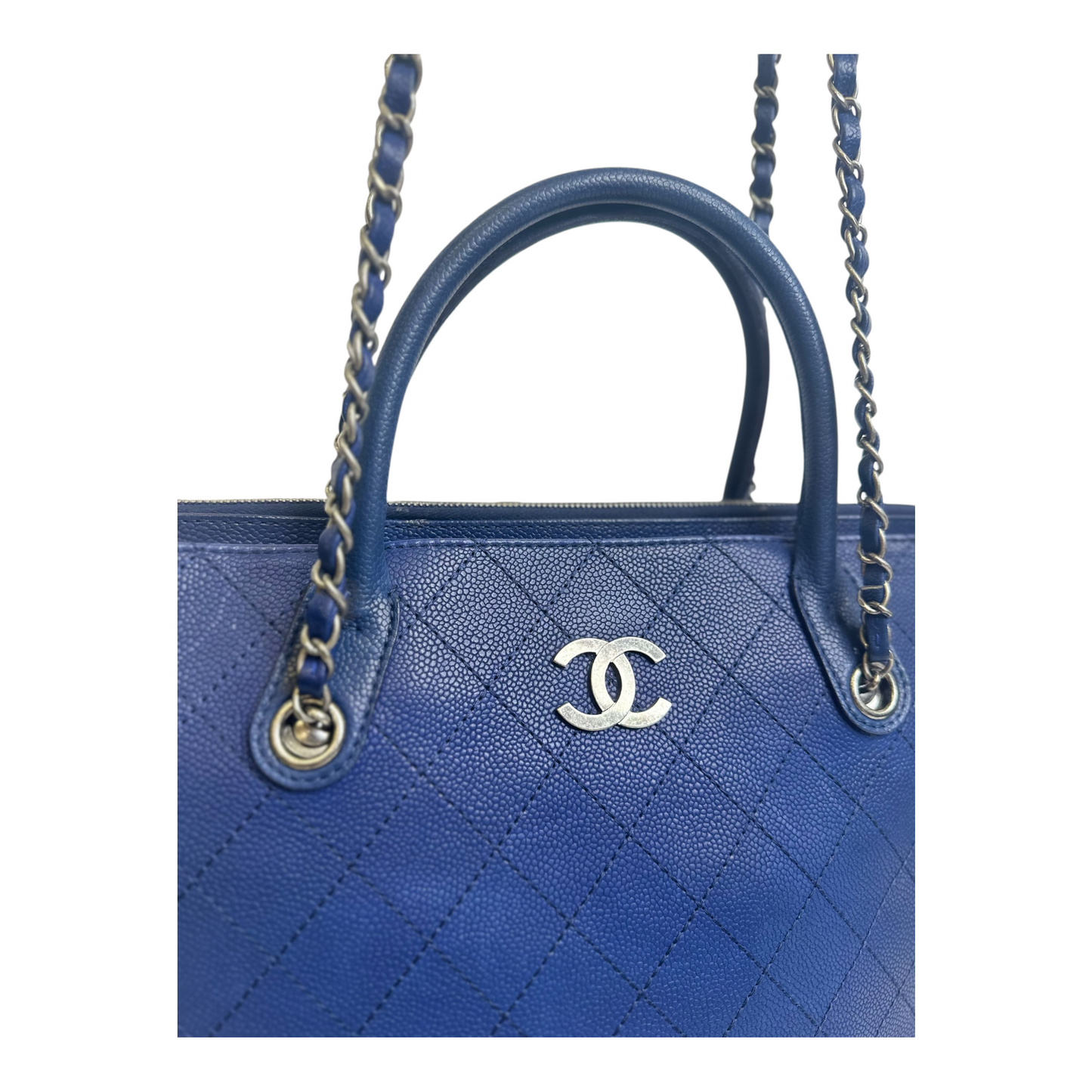 Chanel Grained Vegetal Calfskin Small Urban Shopping Tote Navy
