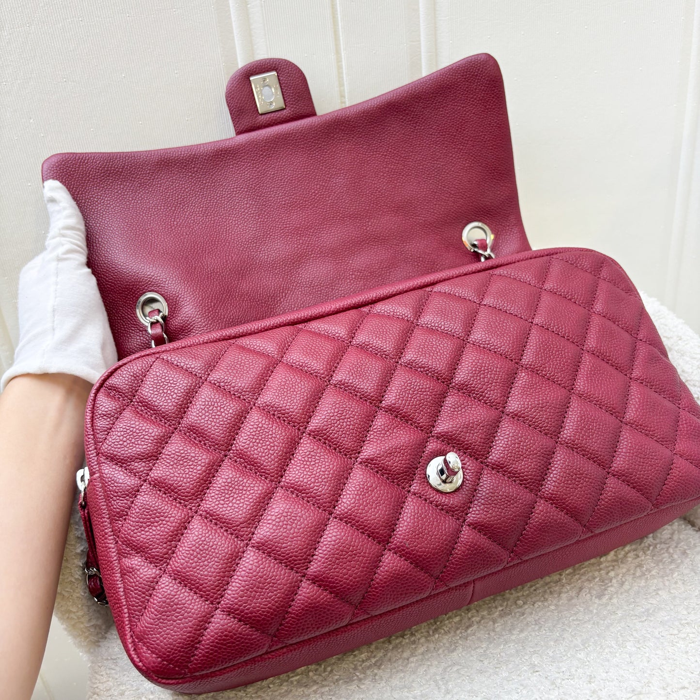 GLM-Easy Caviar Jumbo Flap Bag in Dark Red Caviar and SHW (Model: A67742)