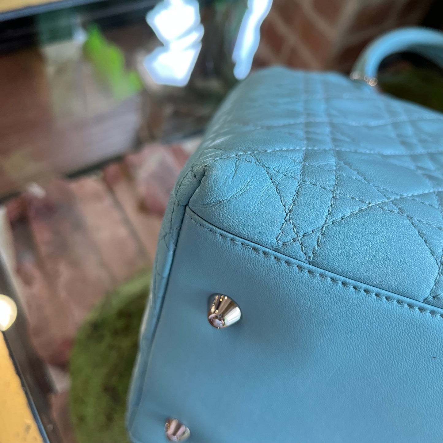 CHRISTIAN DIOR Cannage Lady Dior Blue Handbag