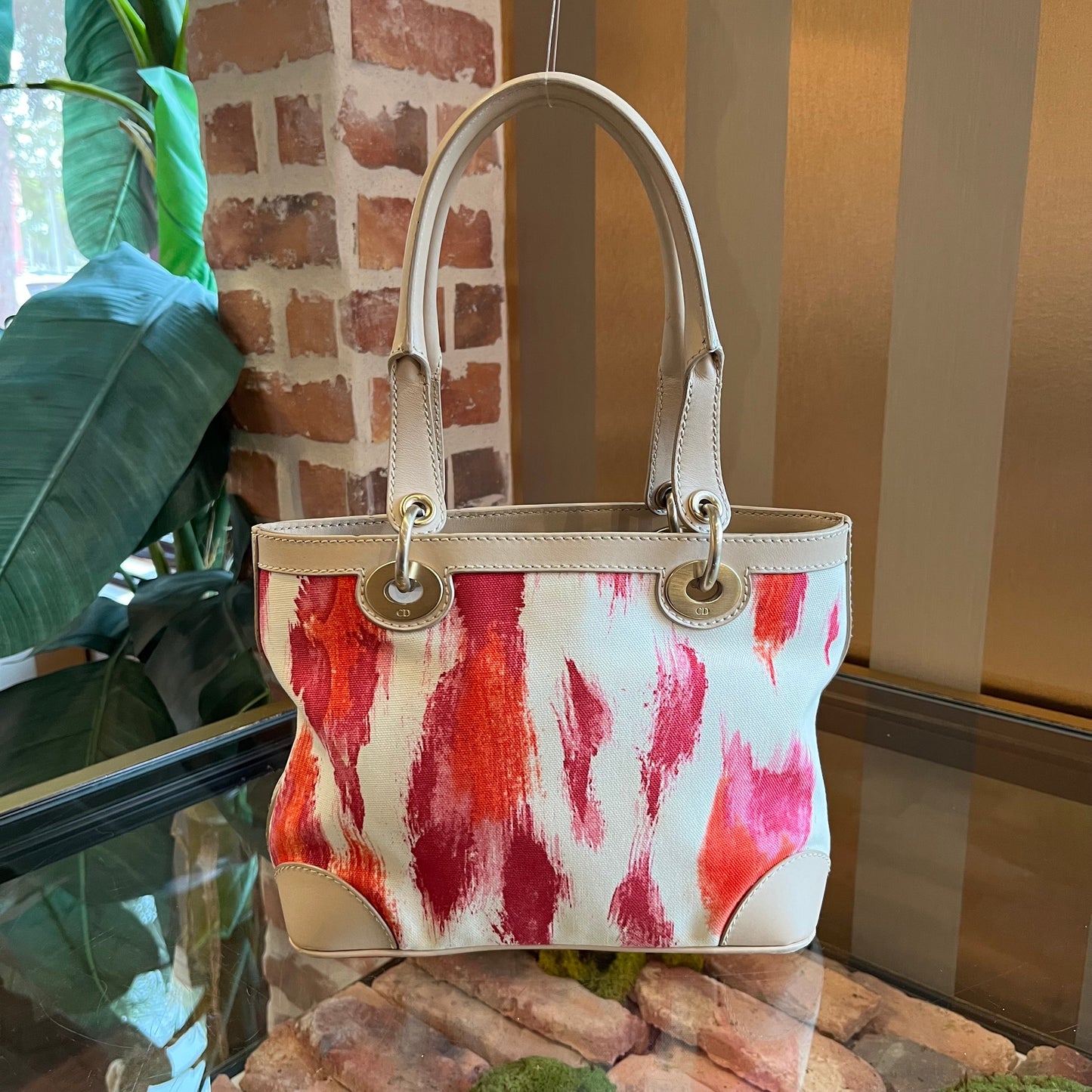 CHRISTIAN DIOR St. Tropez Pink Canvas Tote TS3983