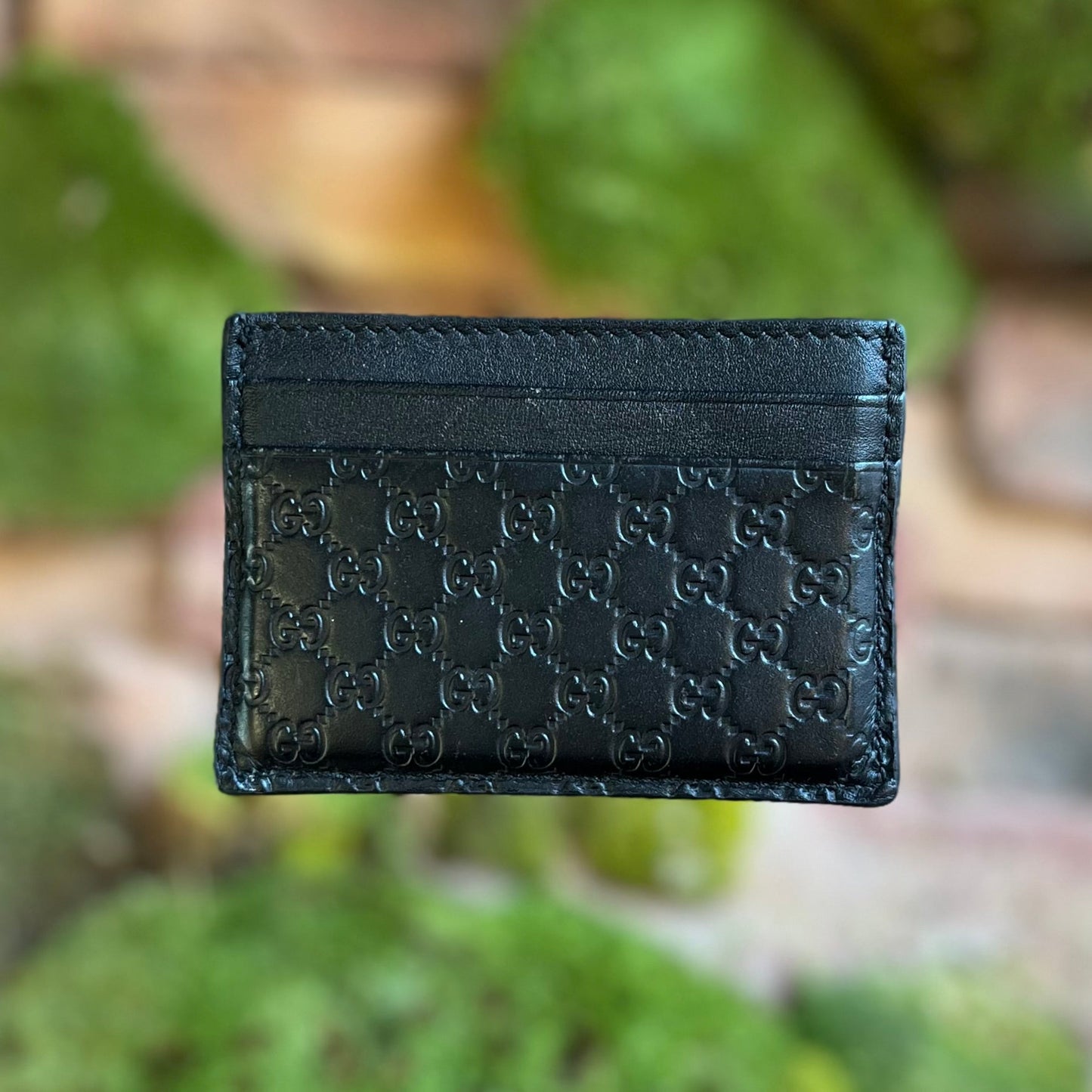 GUCCI Black MicroGuccissima Leather Card Case