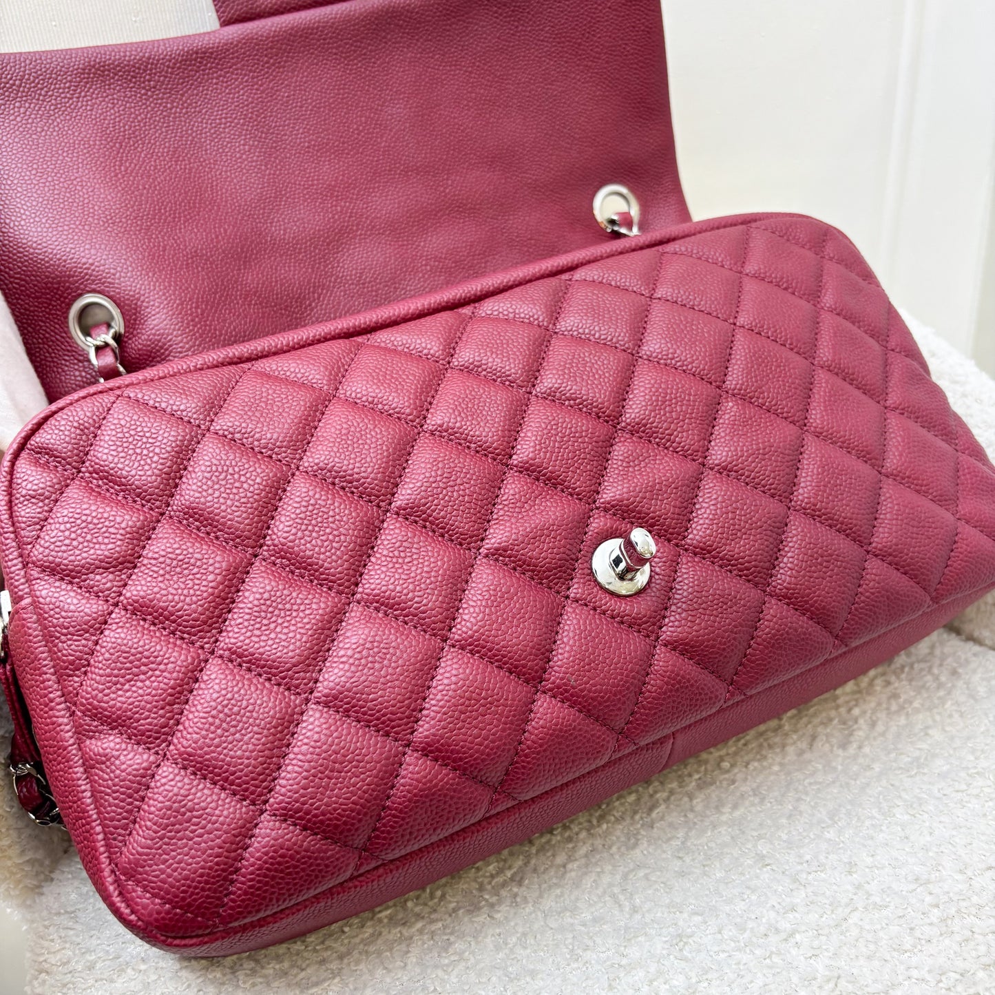 GLM-Easy Caviar Jumbo Flap Bag in Dark Red Caviar and SHW (Model: A67742)
