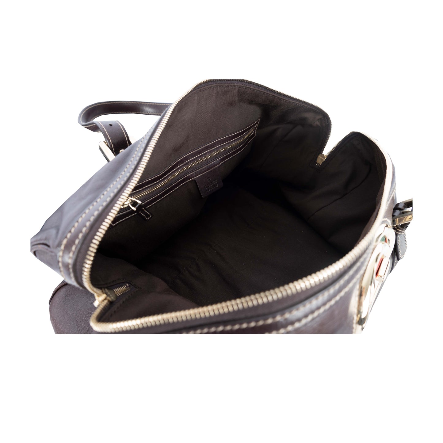 GLM-- Dark Brown Leather GG Britt Boston Bag - '10s