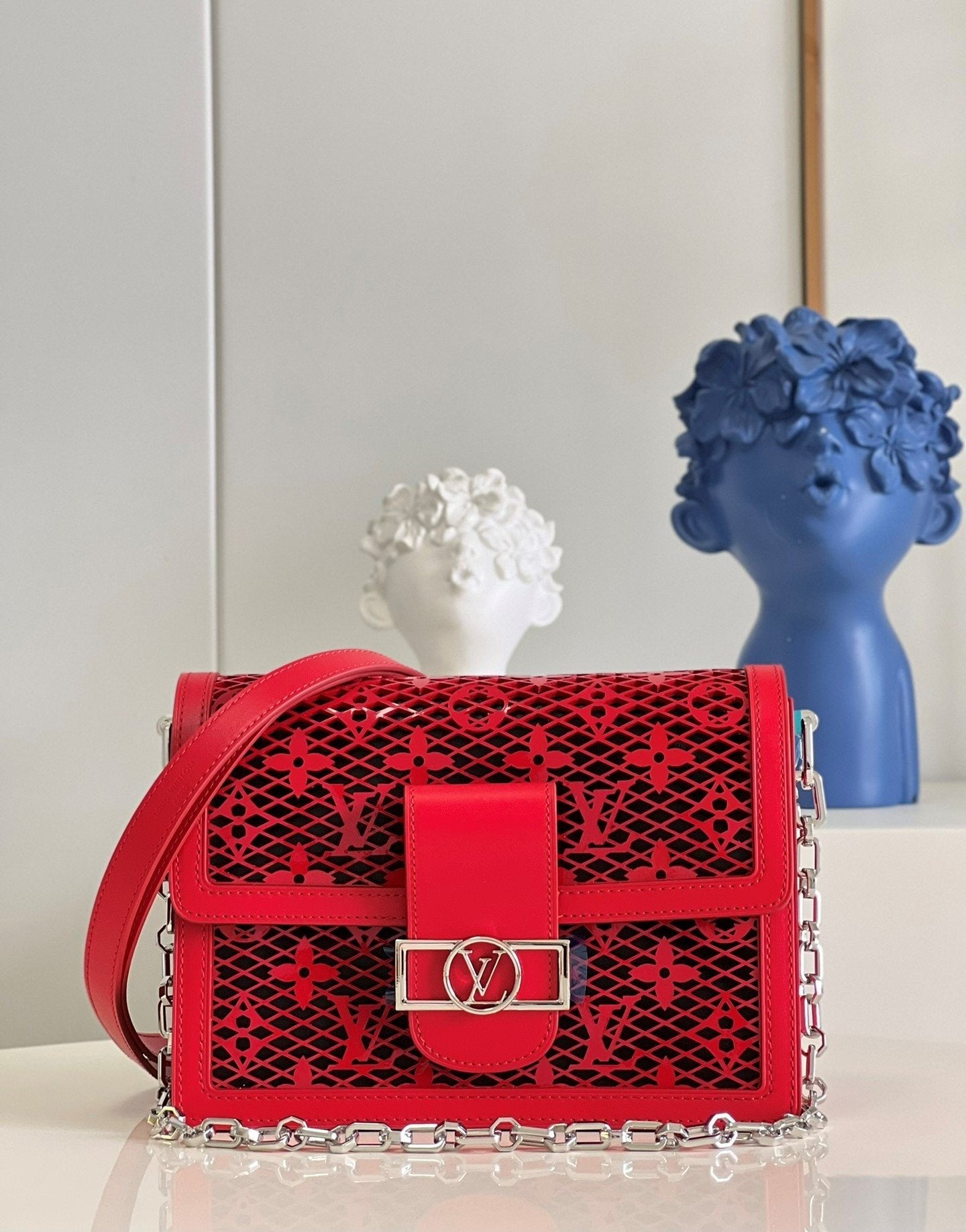 LV Mini Dauphine Bags By Nicolas GhesquiÃƒÂ¨re With Monogram LaGLAMI Red For Women 20cm LV M20359