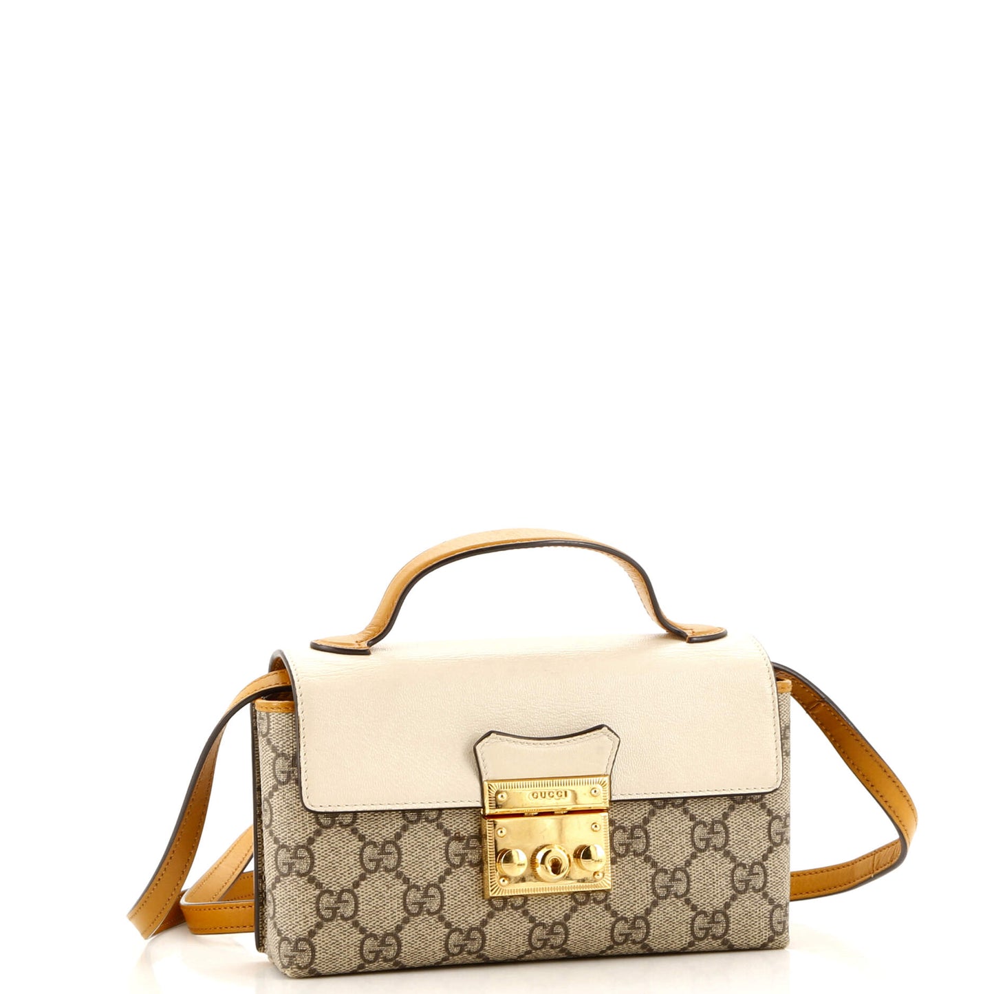 Padlock Top Handle Bag GG Coated Canvas and Leather Mini