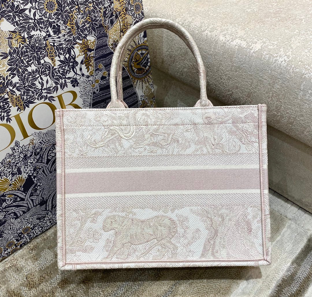 GLAMI MeGLAMIum Book Tote Pink Toile de Jouy Reverse Embroidery, Light Pink, For Women WomenÃ¢â‚¬â„¢s Handbags, 36cm CD
