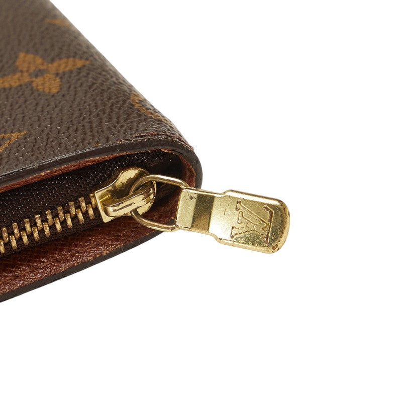 Louis Vuitton Monograms Portemoney Long Wallet Round Fassner M61727 Brown PVC Leather  Louis Vuitton