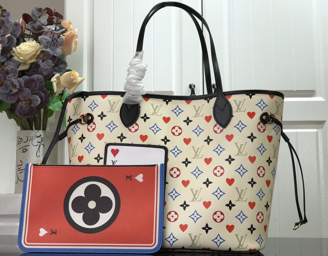 LV Neverfull MM Game On Tote Bag Monogram Canvas White By Nicolas Ghesquiere For Women, WomenÃ¢â‚¬â„¢s Handbags, Shoulder Bags 12.2in/31cm LV M57462