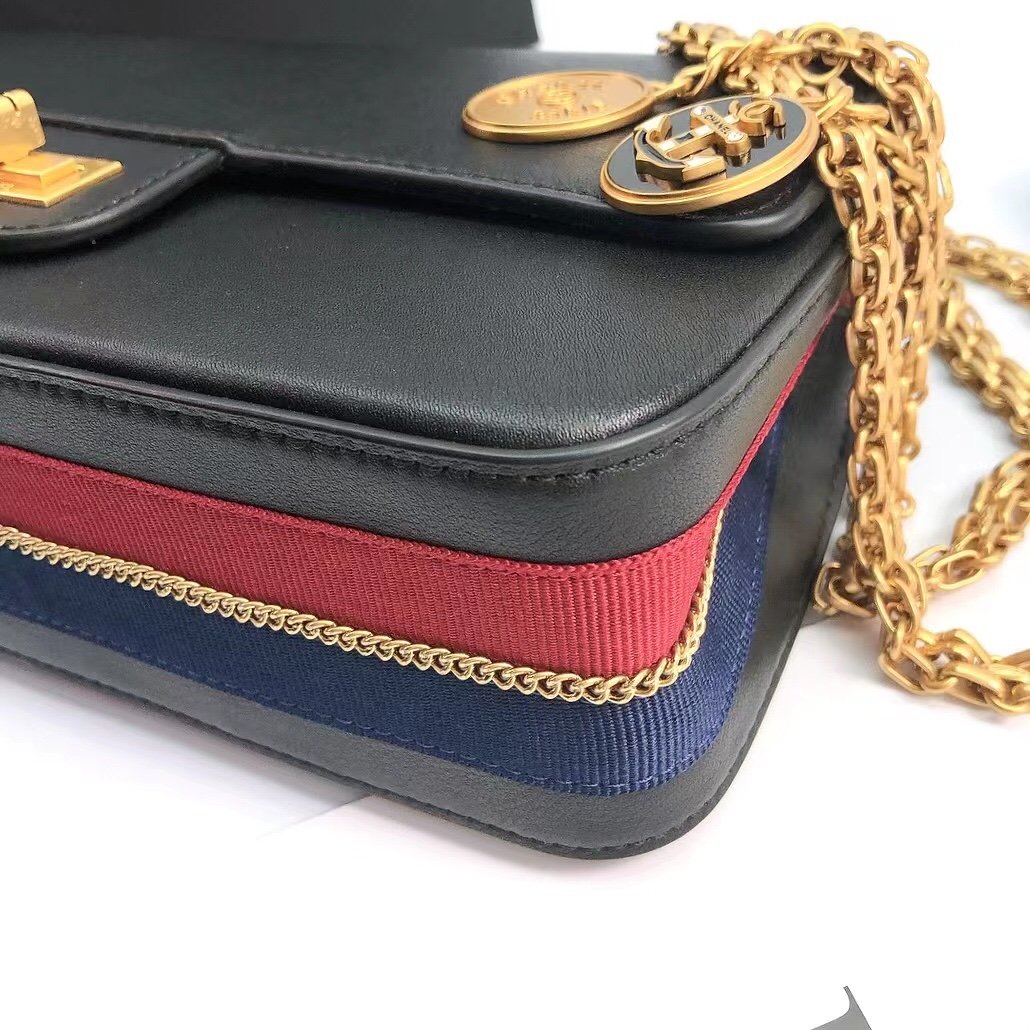 CHLMaroon Medallion Nude Reissue 2.55 Classic 225 GlamIap Black Bag For Women 24cm/9.4in