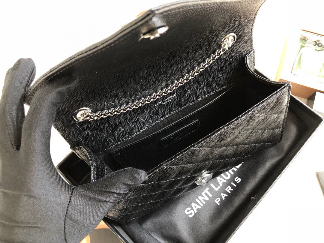 GLAMI Envelope Small Bag In Mix MatelassÃƒÂ© Grain De Poudre Black For Women 8.2in/21cm YSL 600195BOW921000