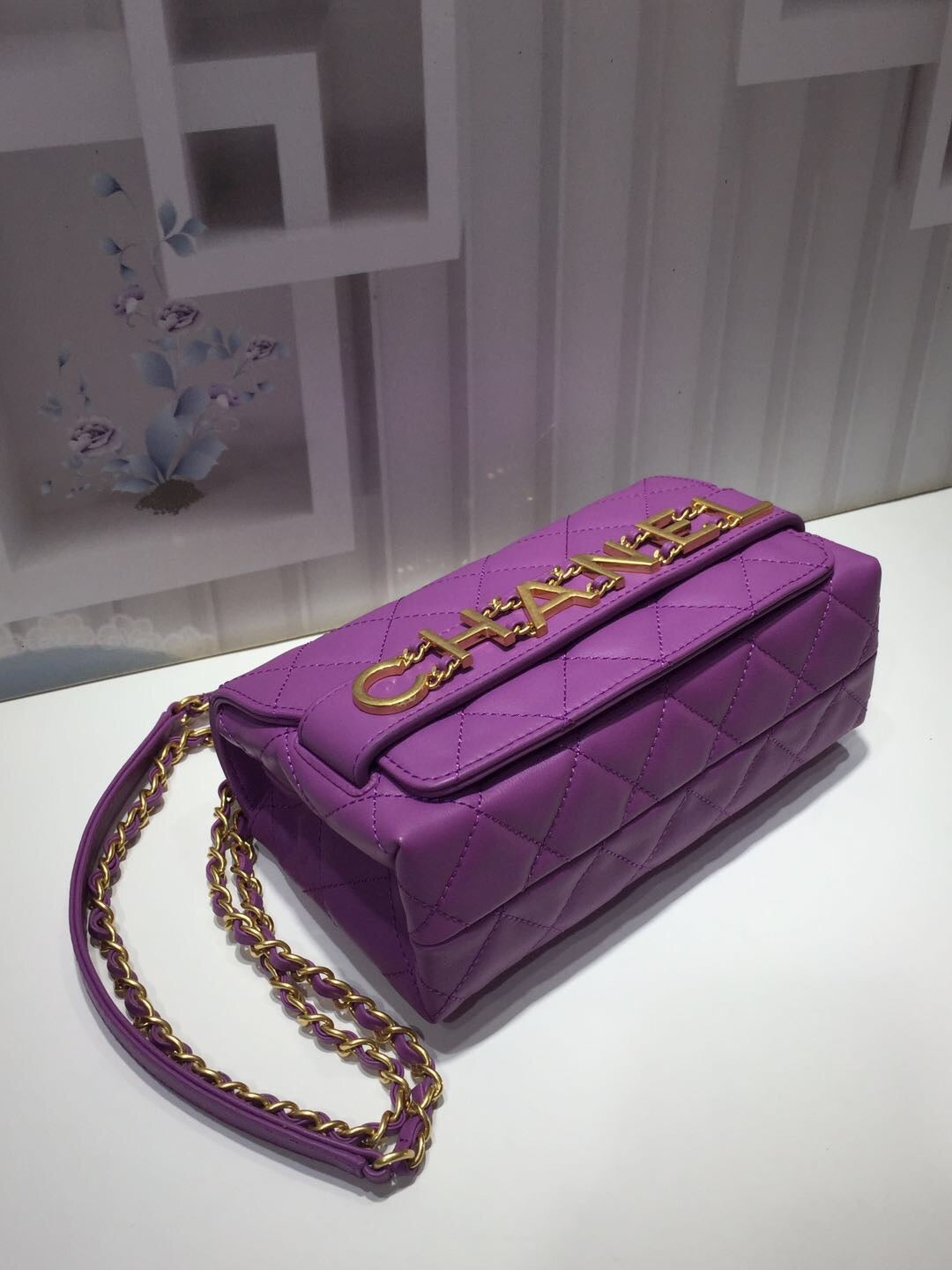 CHLFront Logo Small GlamIap Bag Gold Hardware Purple For Women Handbags, Shoulder Bags 8.2in/21cm AS1490