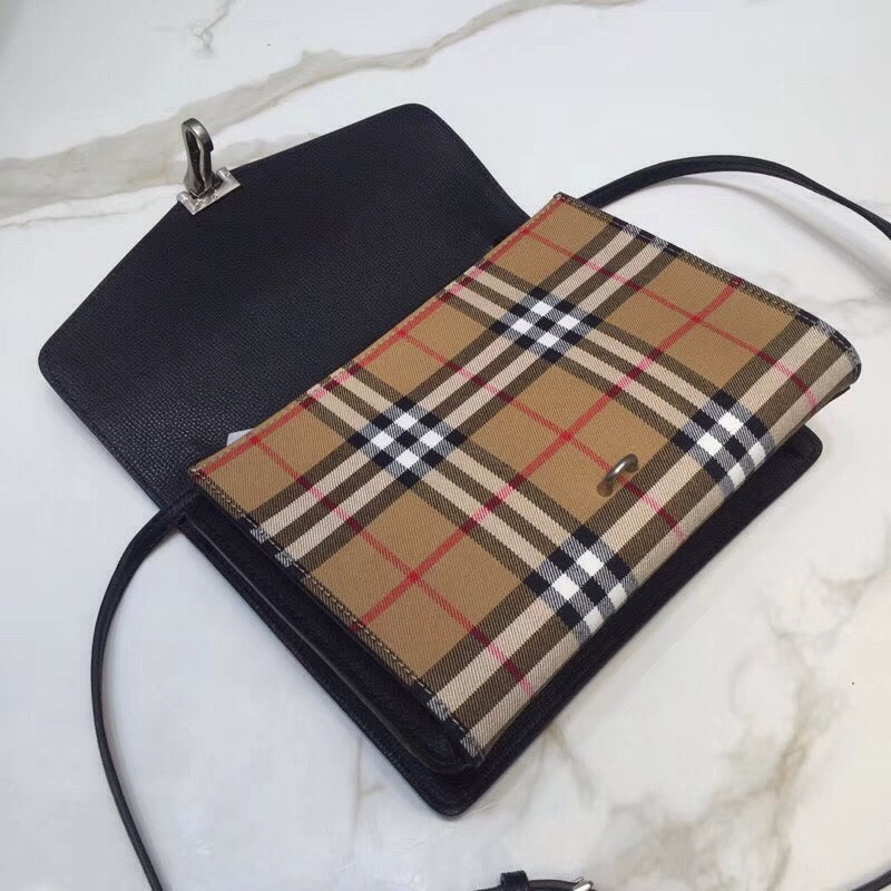 GLAMI Small Vintage Check And Crossbody Bag Black For Women, Bags 9in/24cm
