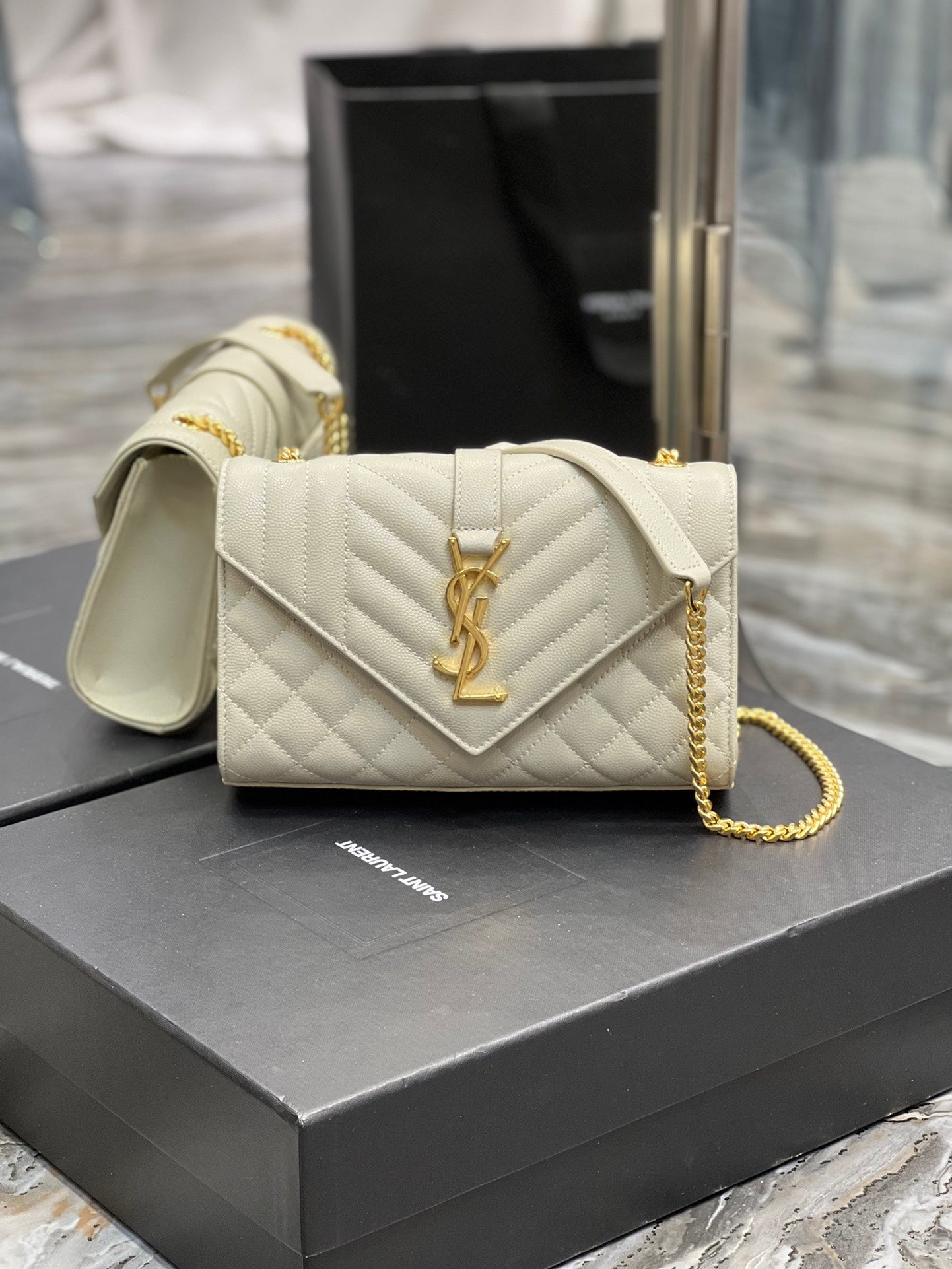 GLAMI Small Bag White In Mix Matelasse For Women 8.2in/21cm YSL 600195BOW919207