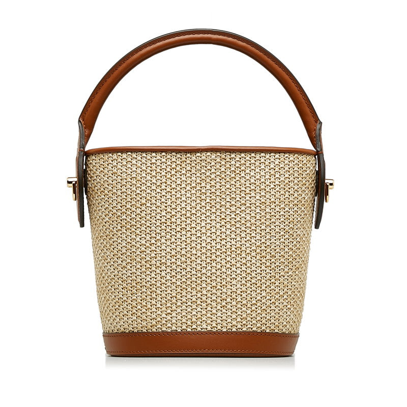 Louis Vuitton Bucket Handbag 2WAY M59962 Natural Brown Leather Raffia  Louis Vuitton