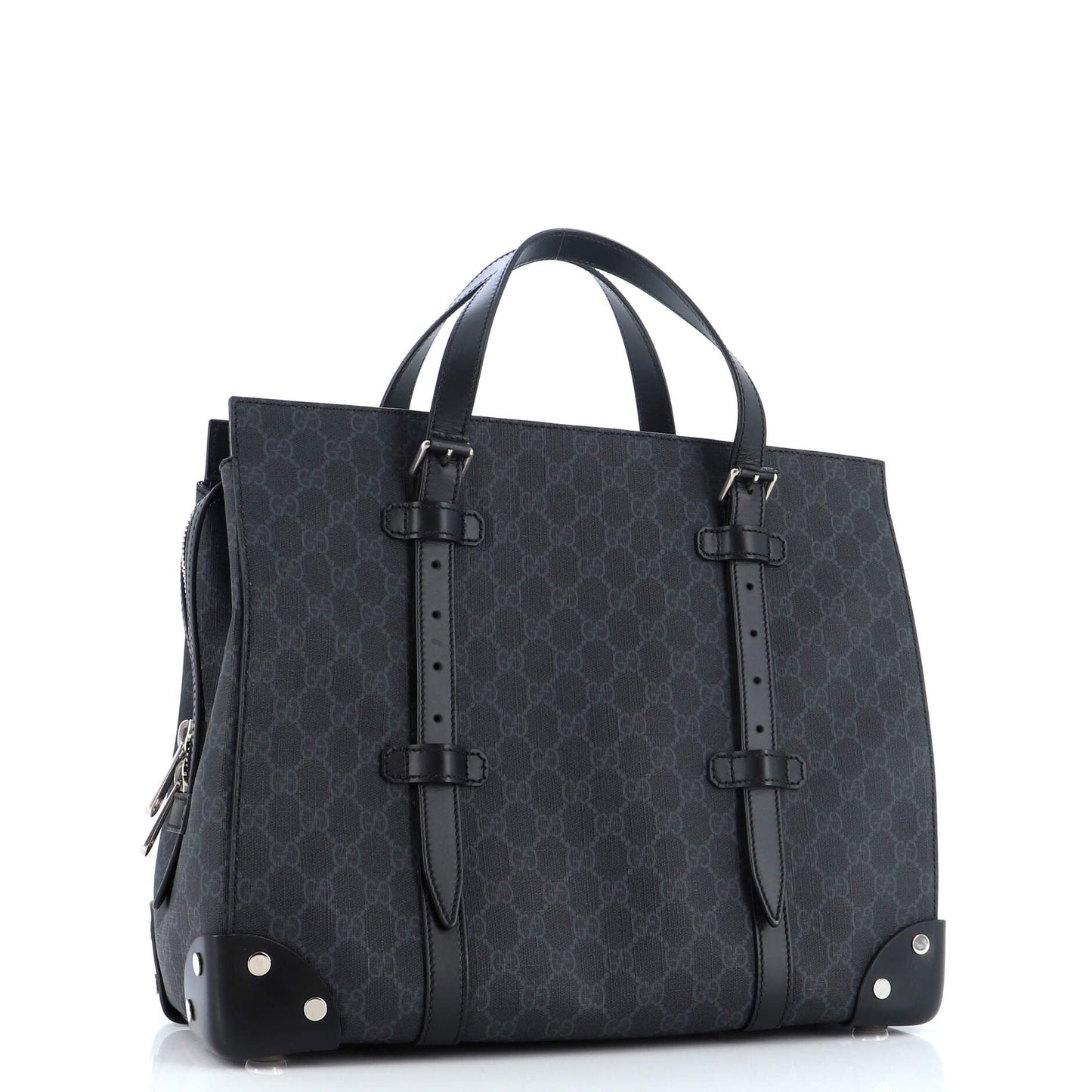 Buckle Travel Tote GG Coated Canvas with Leather Large