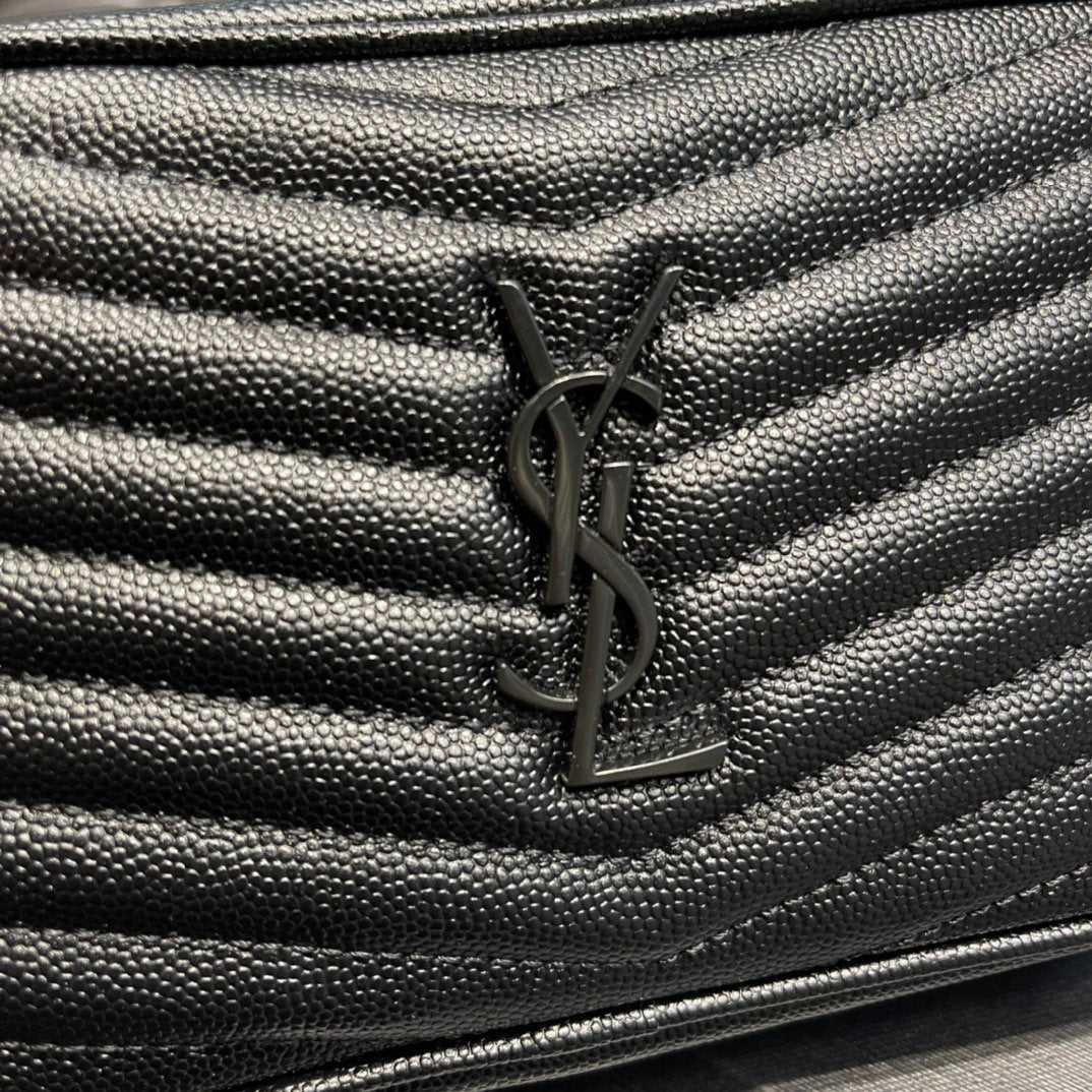 GLAMI Lou Mini Bag Black In Quilted Grain De Poudre With Metal Toned Hardware For Women 7.4in/19cm YSl 6125791GF081000