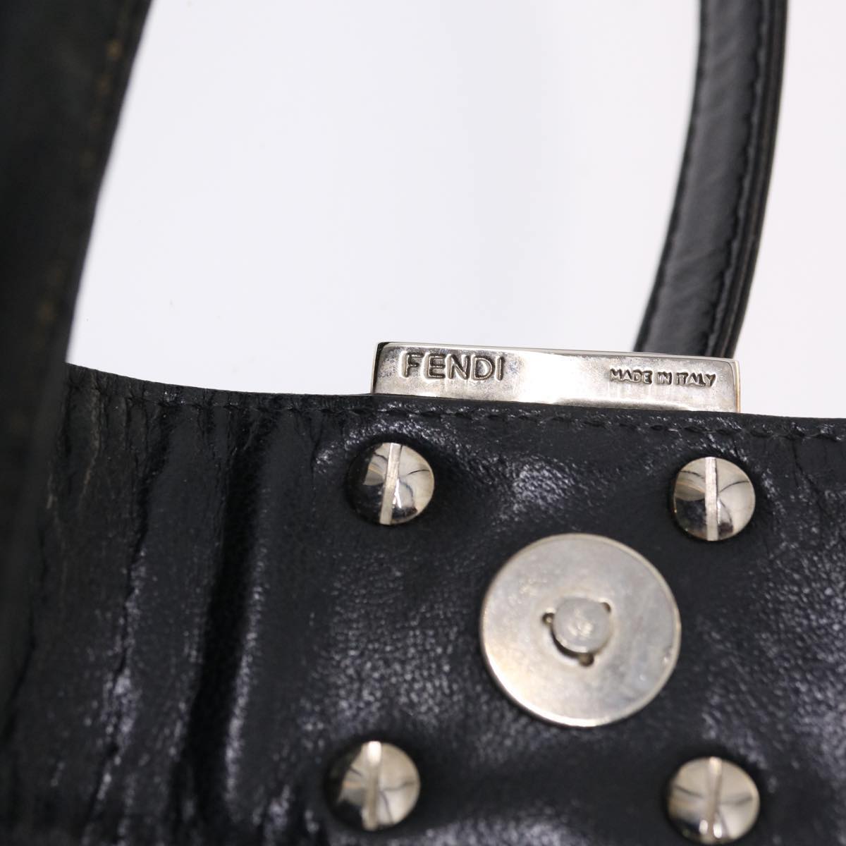 FENDI Mamma Baguette Shoulder Bag Nylon Black 50144