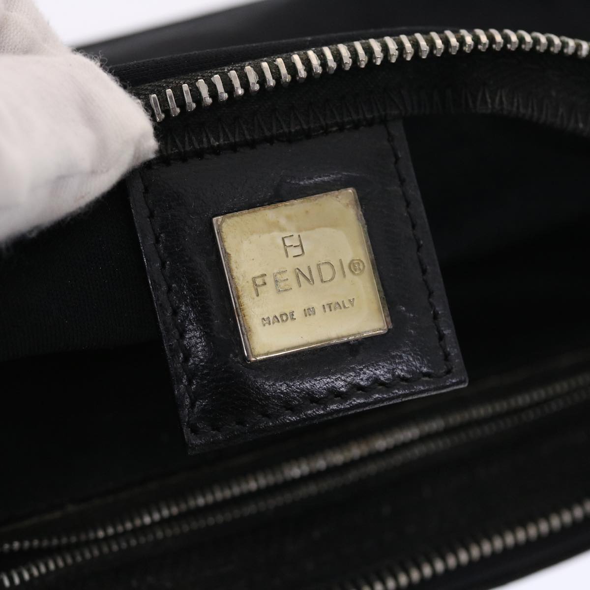 FENDI Mamma Baguette Shoulder Bag Nylon Black 50144