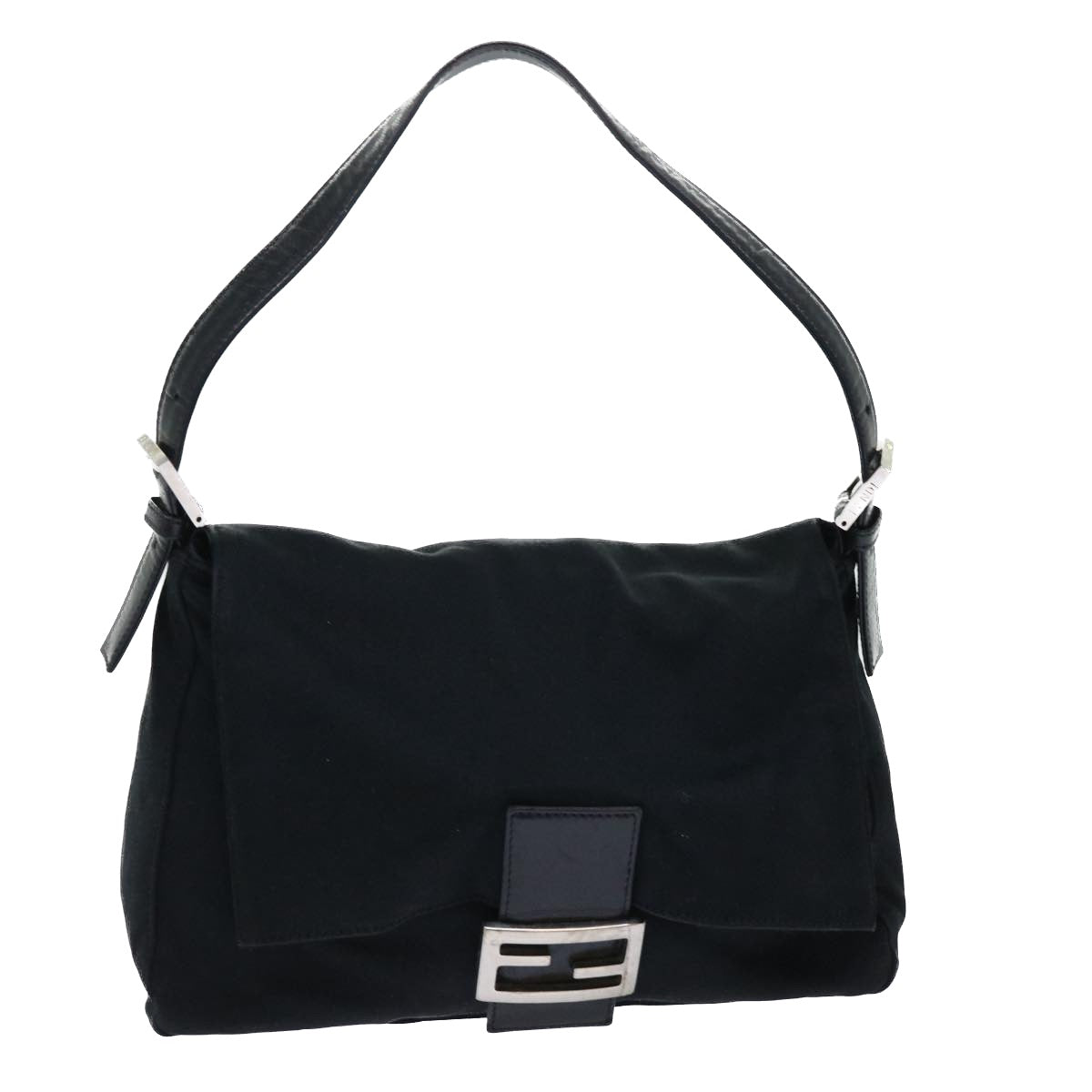 FENDI Mamma Baguette Shoulder Bag Nylon Black 50146