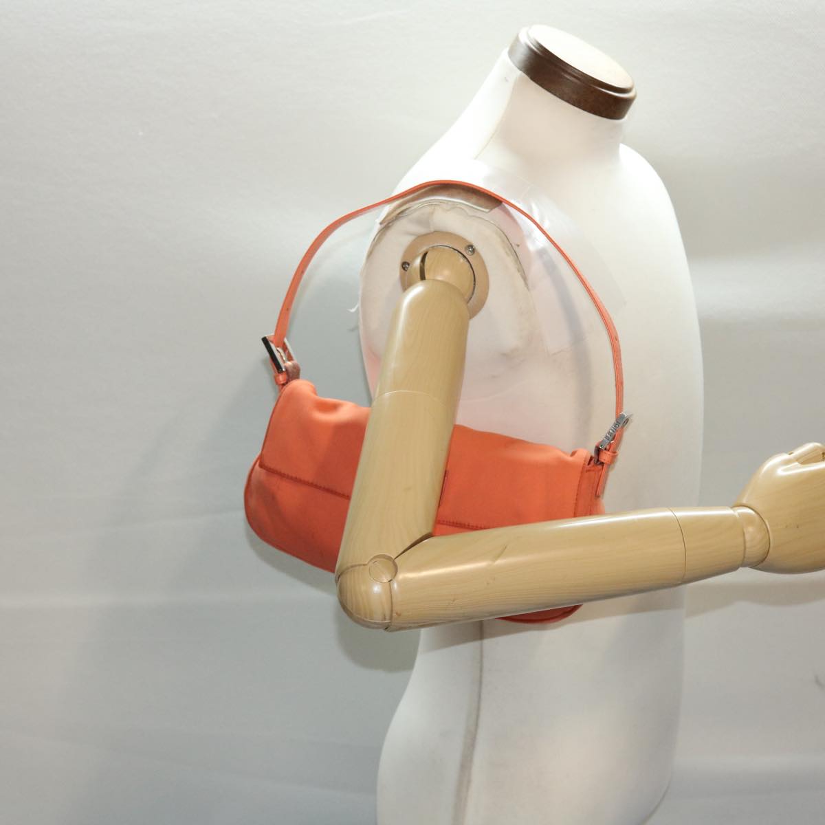 FENDI Mamma Baguette Shoulder Bag Nylon Orange 50148