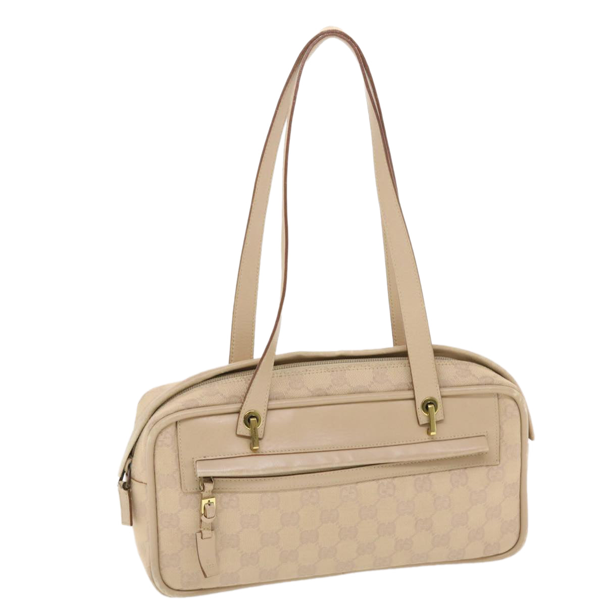GUCCI GG Canvas Hand Bag Leather Beige 50158