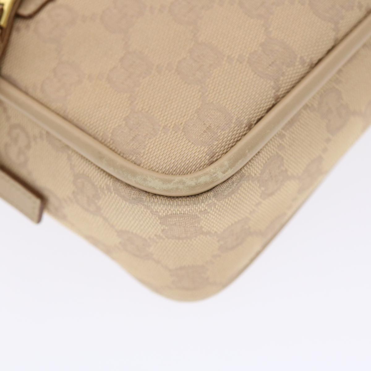 GUCCI GG Canvas Hand Bag Leather Beige 50158
