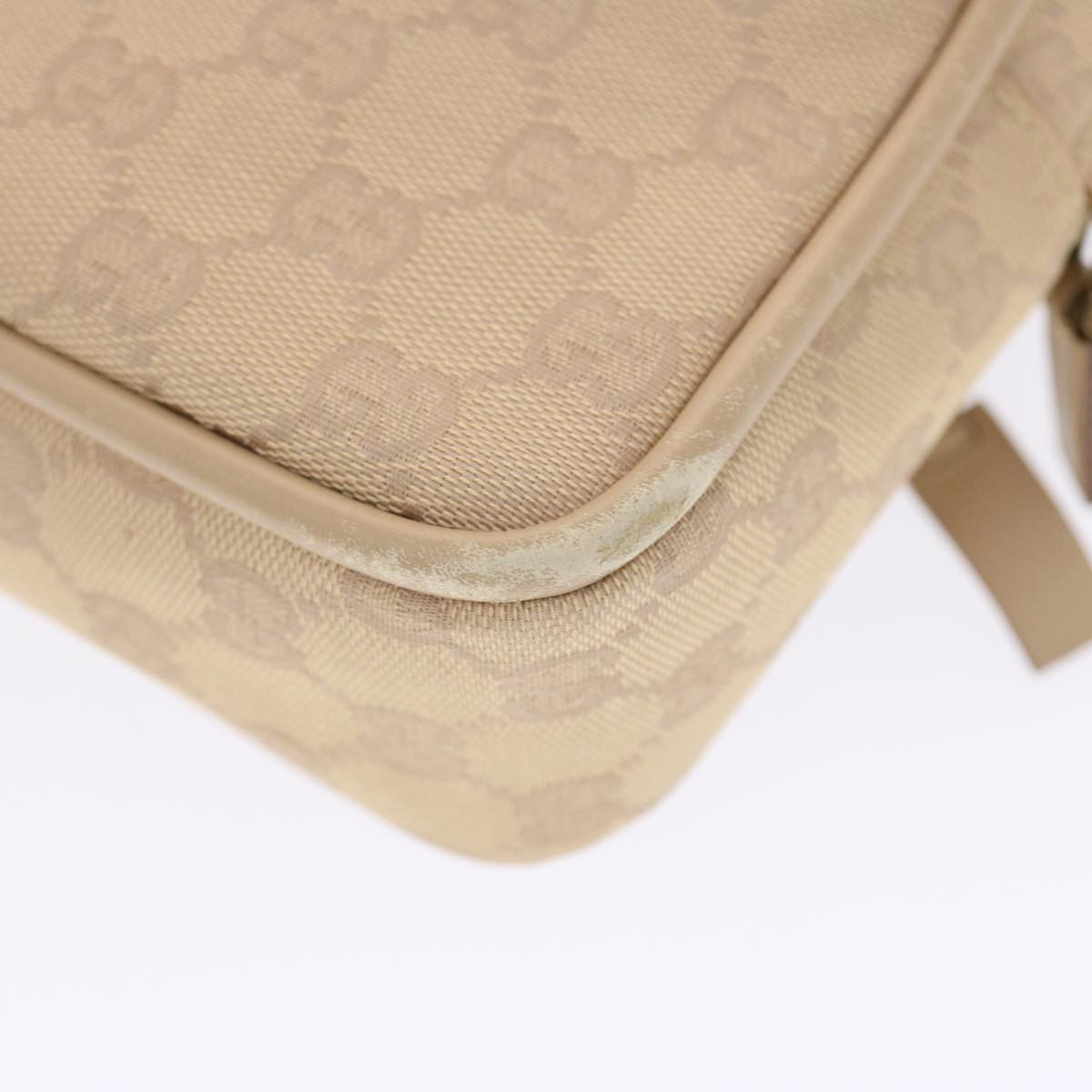 GUCCI GG Canvas Hand Bag Leather Beige 50158