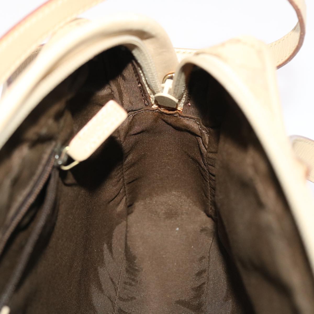 GUCCI GG Canvas Hand Bag Leather Beige 50158