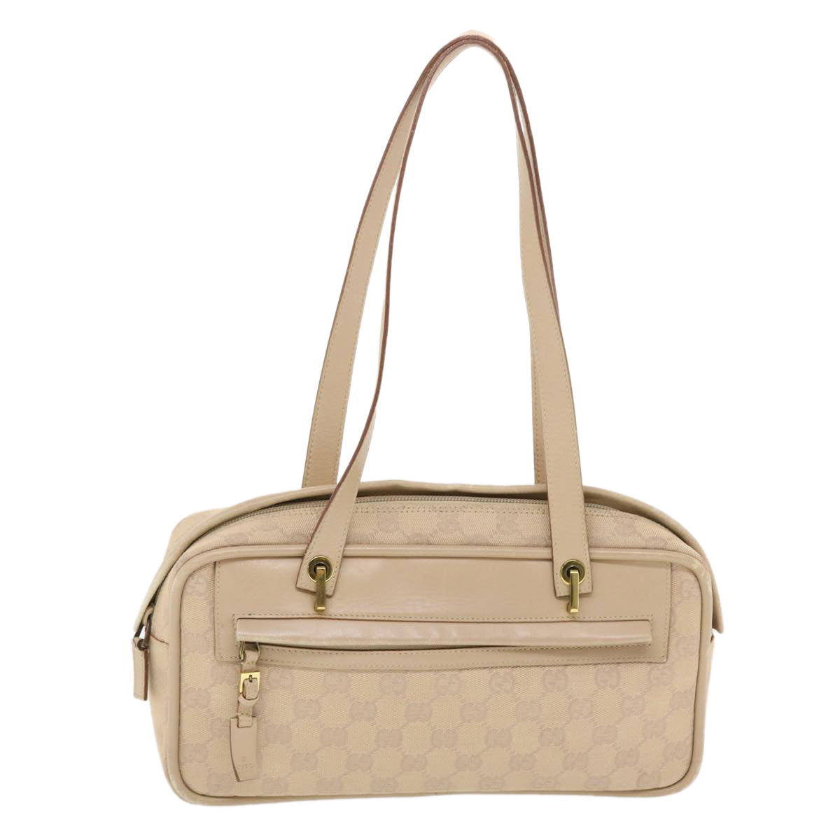 GUCCI GG Canvas Hand Bag Leather Beige 50158