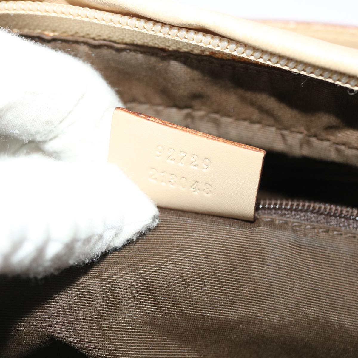 GUCCI GG Canvas Hand Bag Leather Beige 50158
