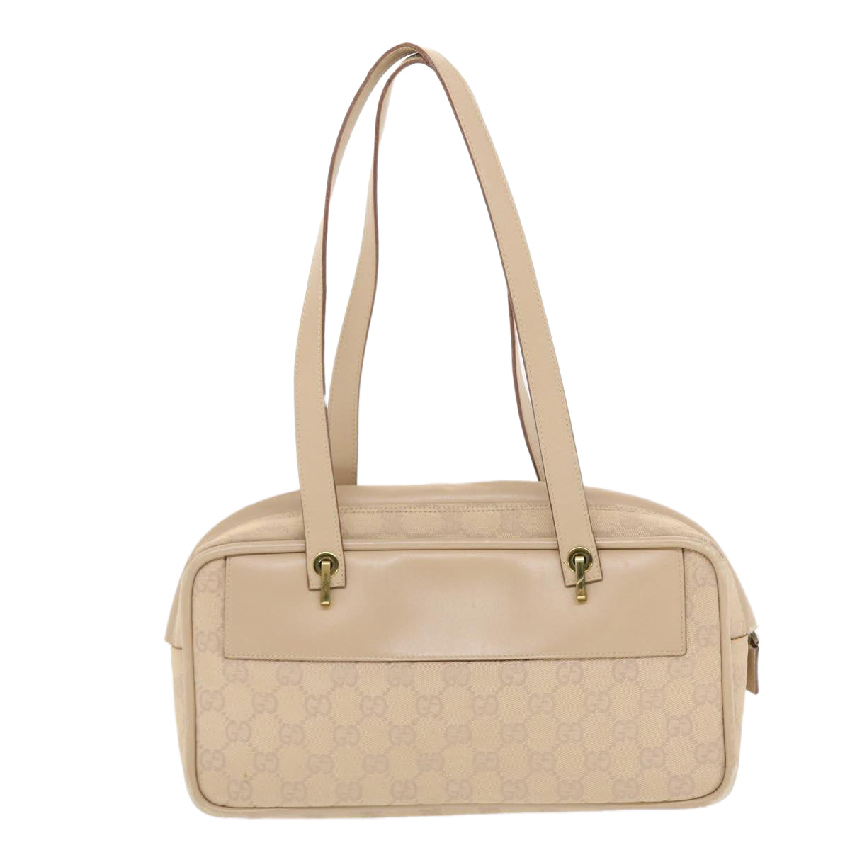 GUCCI GG Canvas Hand Bag Leather Beige 50158
