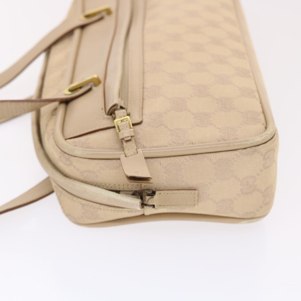 GUCCI GG Canvas Hand Bag Leather Beige 50158