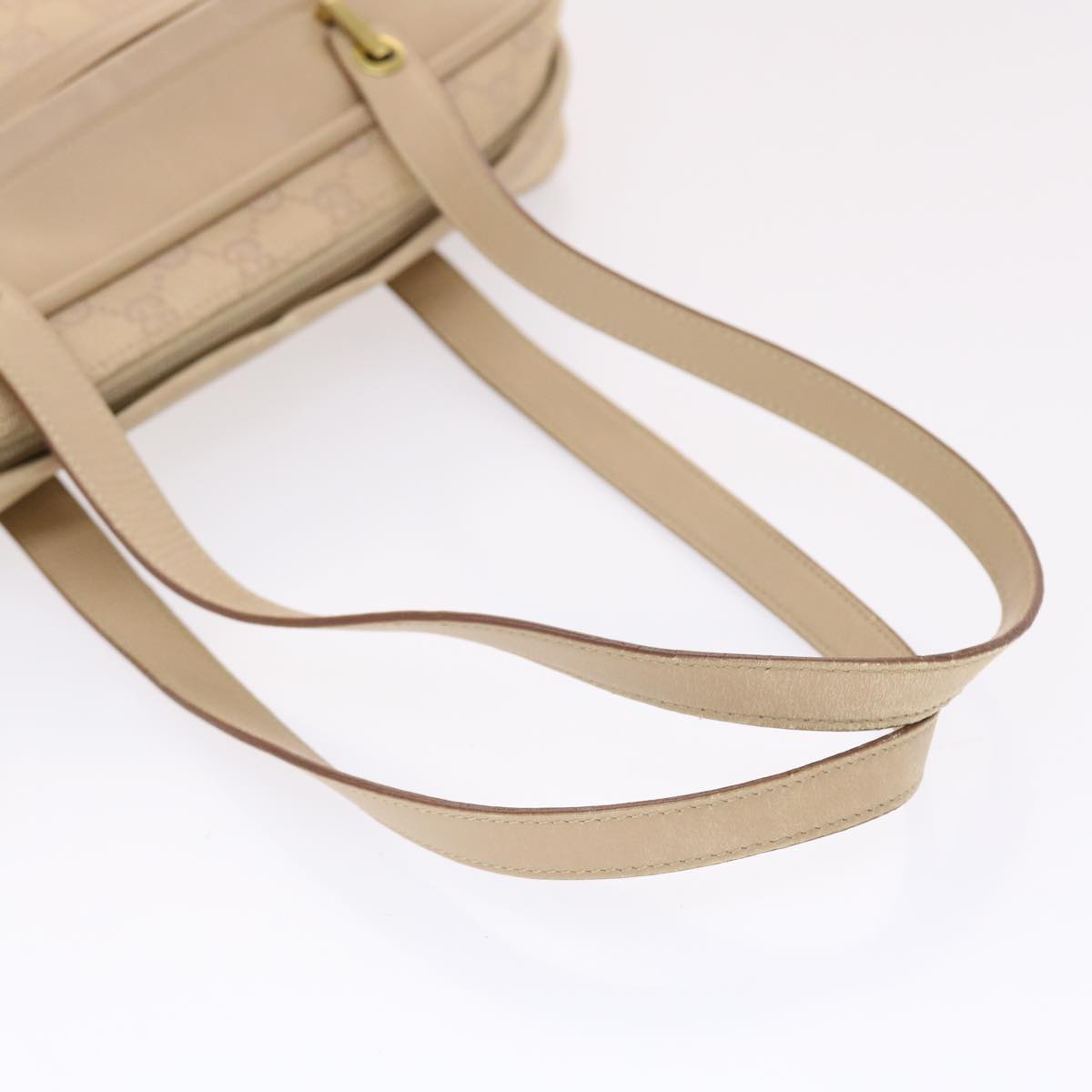 GUCCI GG Canvas Hand Bag Leather Beige 50158
