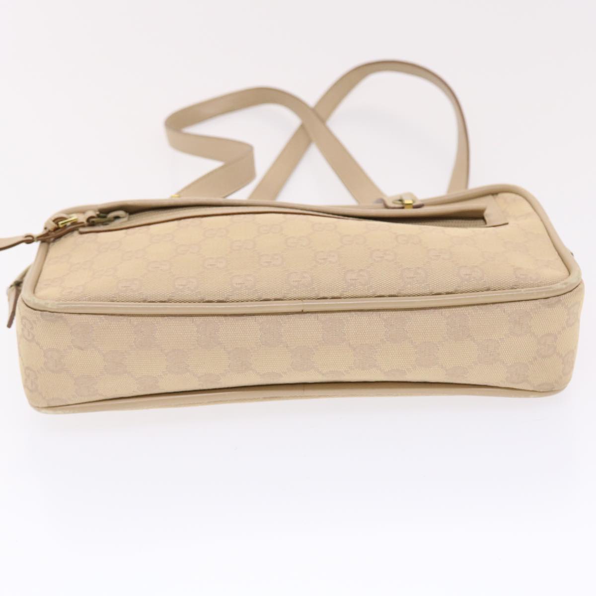 GUCCI GG Canvas Hand Bag Leather Beige 50158
