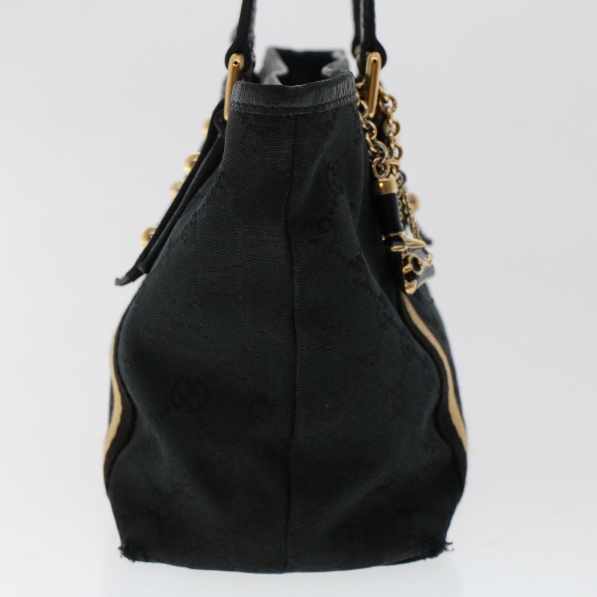 GUCCI GG Canvas Sherry Line Hand Bag Black White 139261 50162