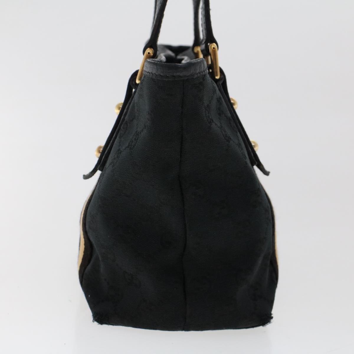 GUCCI GG Canvas Sherry Line Hand Bag Black White 139261 50162