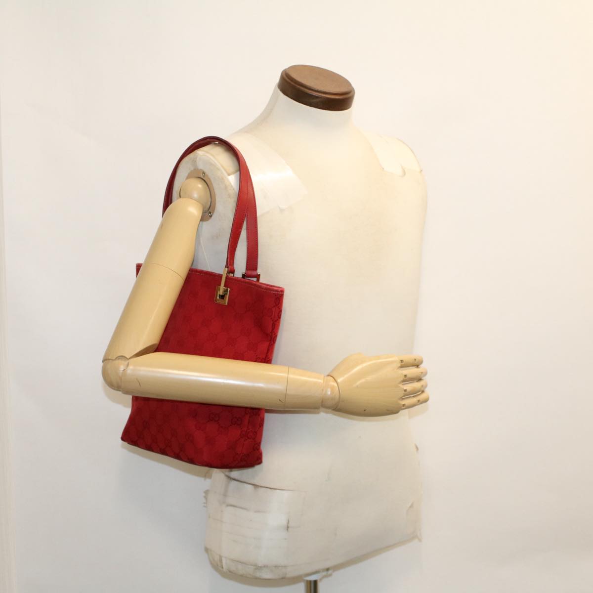 GUCCI GG Canvas Hand Bag Red 0021099 50163