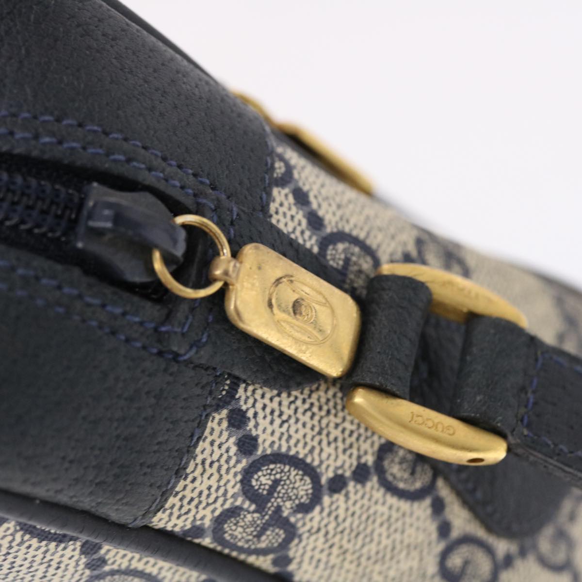 GUCCI GG Canvas Sherry Line Shoulder Bag PVC Leather Navy Red 50164