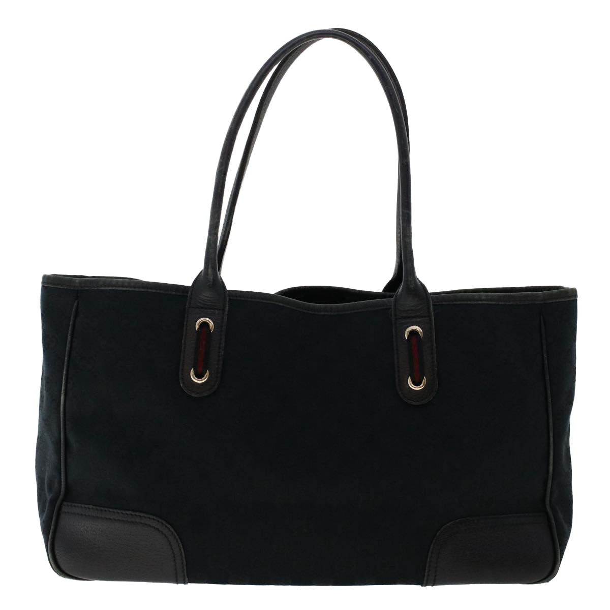 GUCCI GG Canvas Sherry Line Tote Bag Black Red Navy 163805 50171