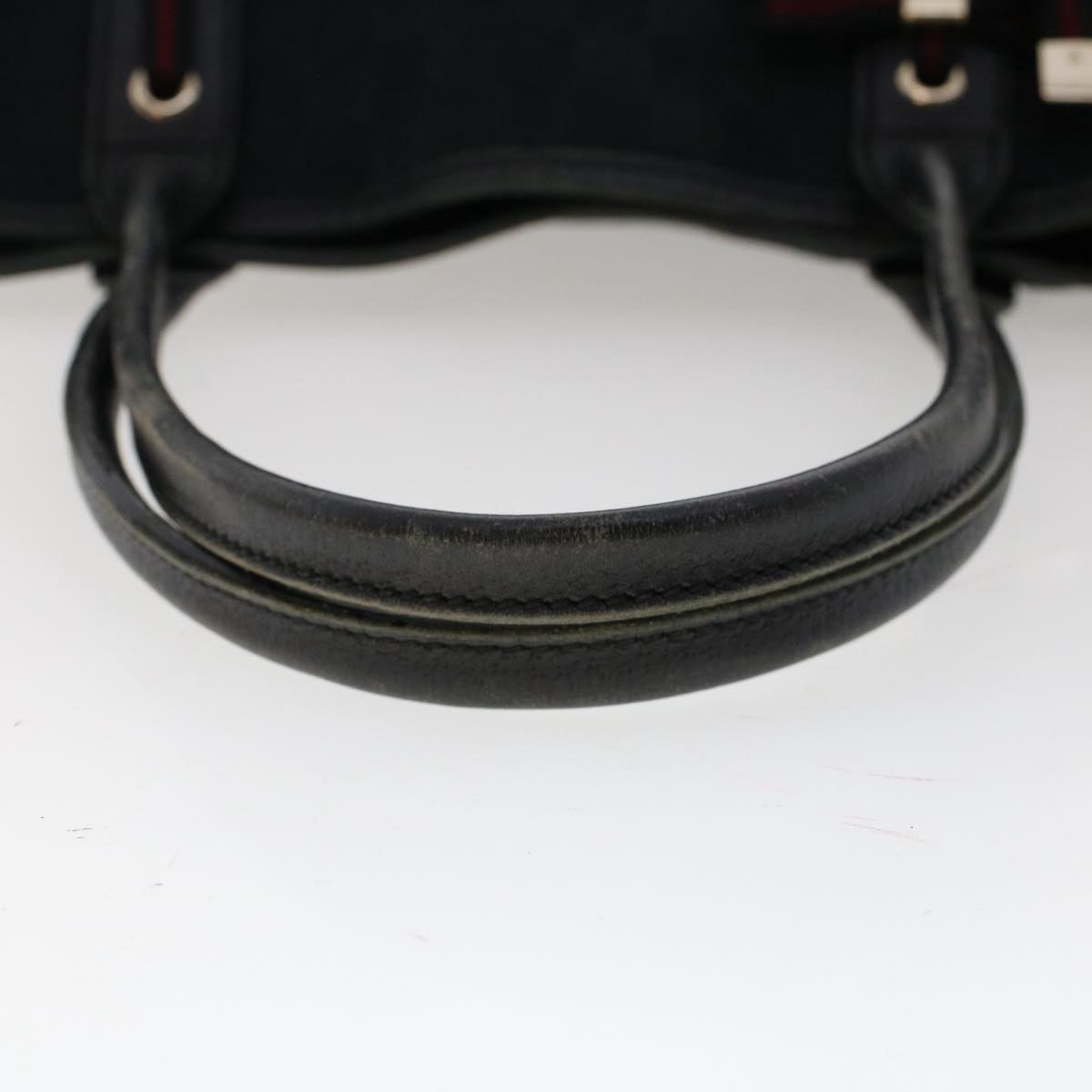 GUCCI GG Canvas Sherry Line Tote Bag Black Red Navy 163805 50171