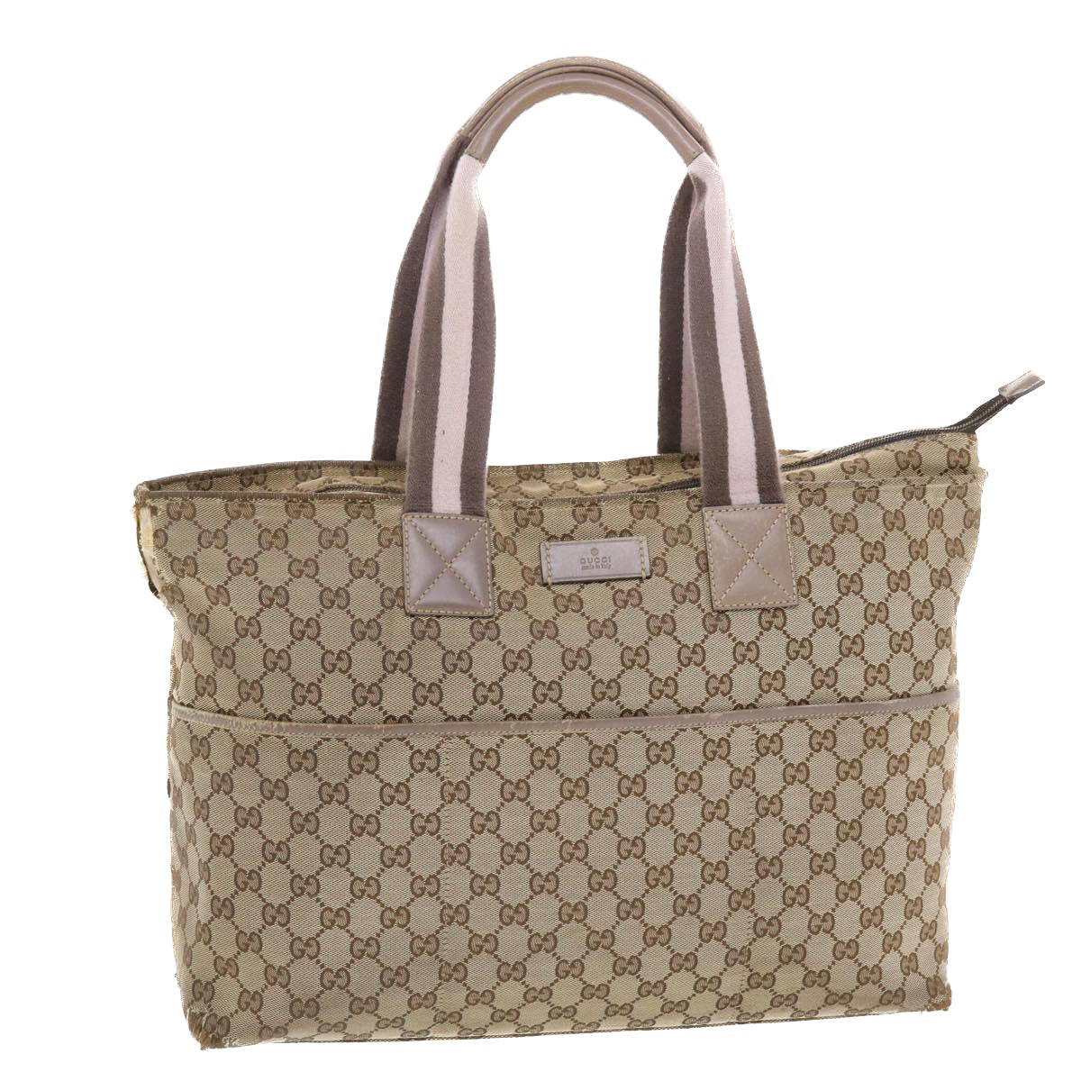 GUCCI GG Canvas Sherry Line Tote Bag Beige Gray pink 50175