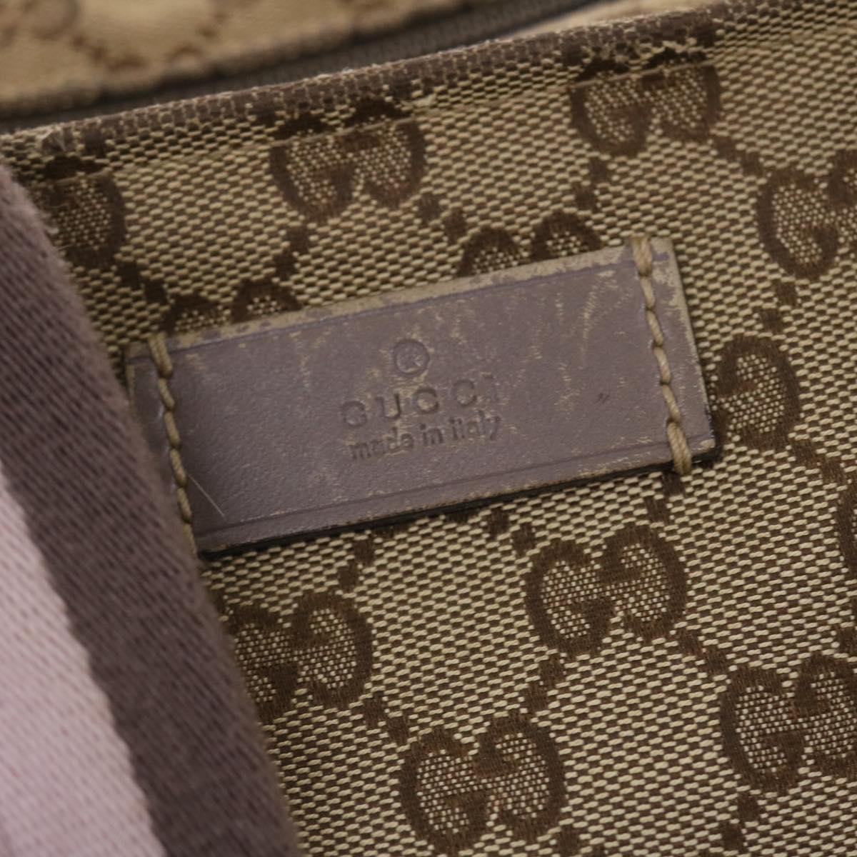 GUCCI GG Canvas Sherry Line Tote Bag Beige Gray pink 50175