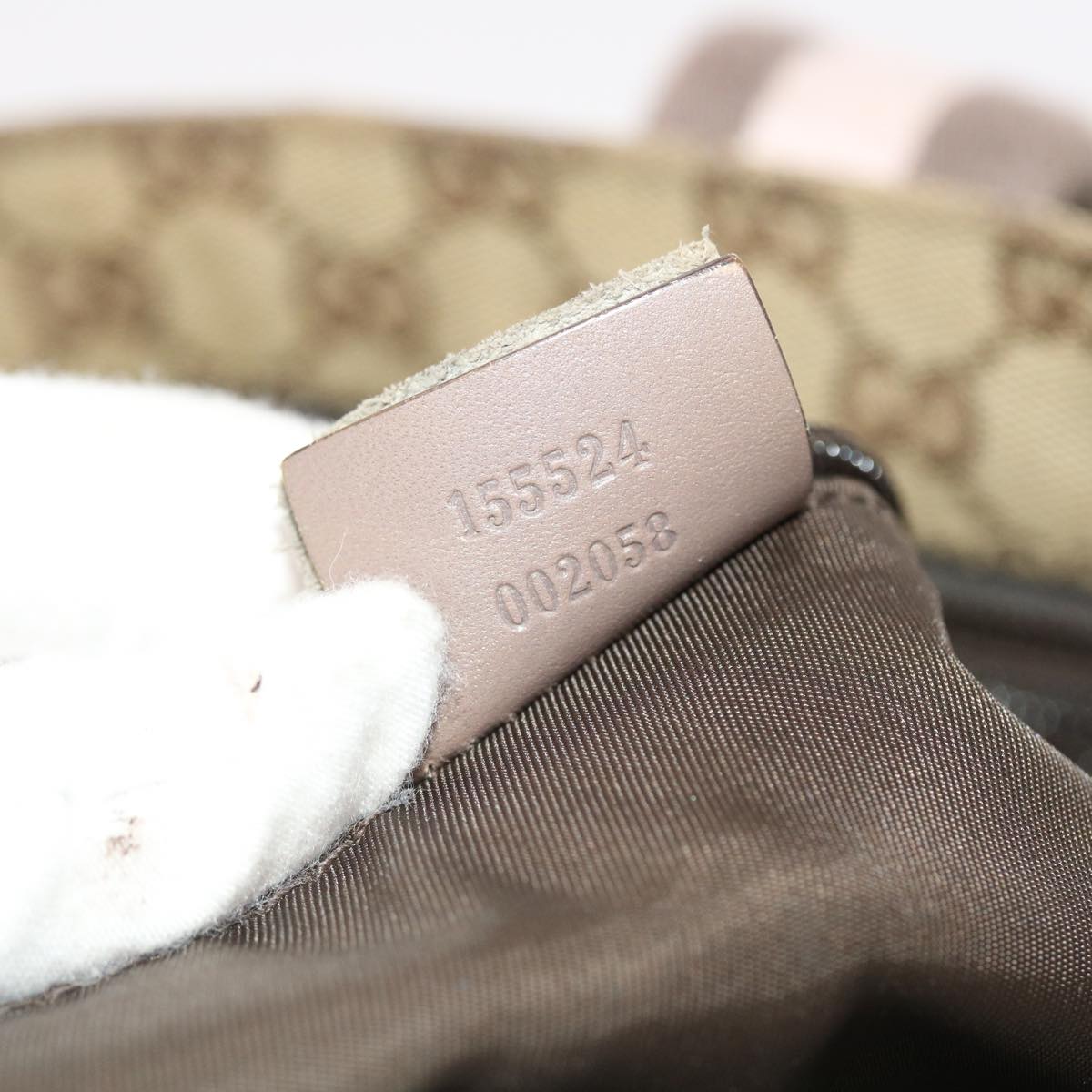 GUCCI GG Canvas Sherry Line Tote Bag Beige Gray pink 50175